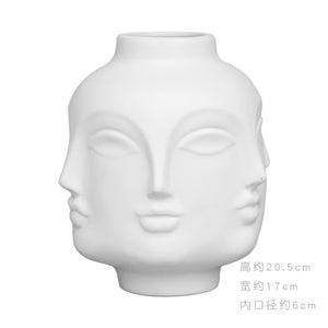 Creative Face Ceramic Vase Flowers, Artificial Flowers, Decorative White Vase  Nordic Decoration Home