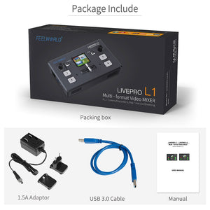 FEELWORLD LIVEPRO L1 V1 Live Streaming Video Switcher 4xHDMI Input Hdmi USB3.0 Multi Format Studio Record Preview Camera Youtube