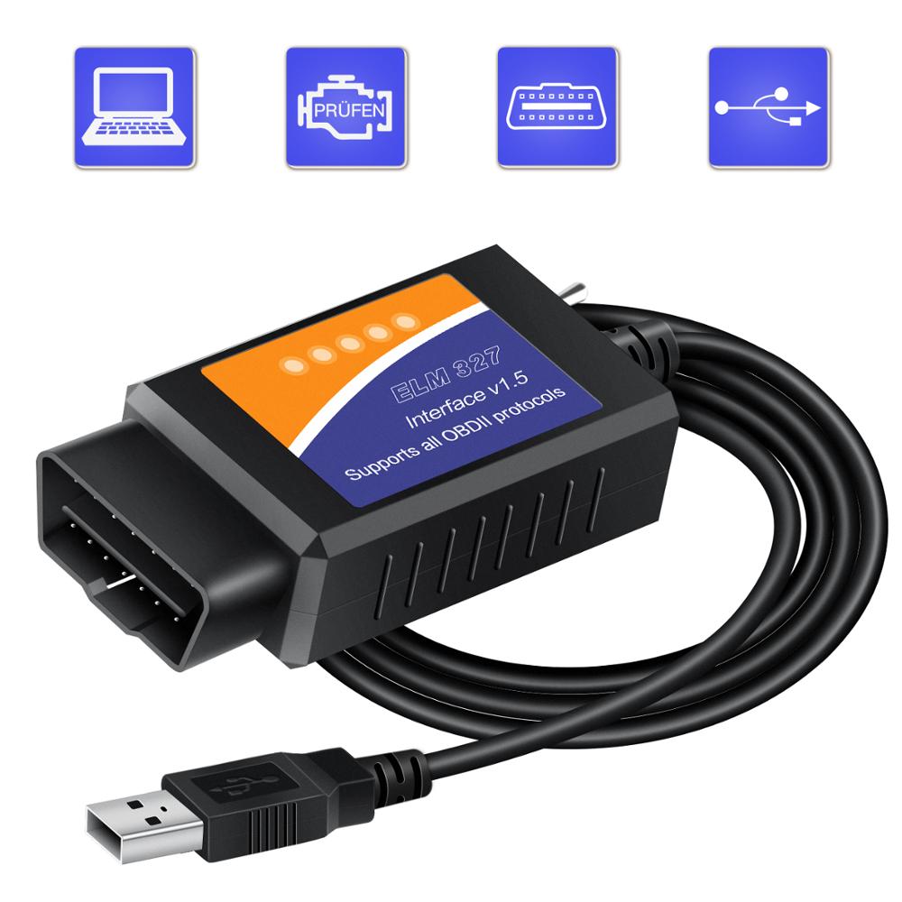 ELM327 OBD2 Scanner Forscan ELM 327 USB v1.5/v2.1 Bluetooth Code Reader Auto Diagnostic Scanner Tool Made for Automotive