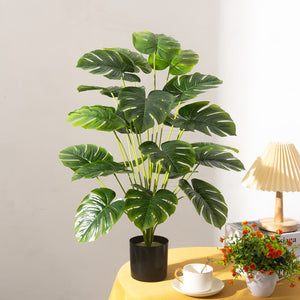 75cm Tropical Tree Large Artificial Plants Fake Turtle Leafs Plastic Palm Leaves Big Potted Monstera For Home Outdoor Room Decor