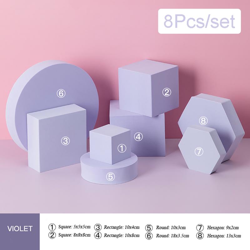 8Pcs/set Geometry Photo Props Cube Ornaments Jewelry Shooting Props Geometric Decoration Background Photography Studio