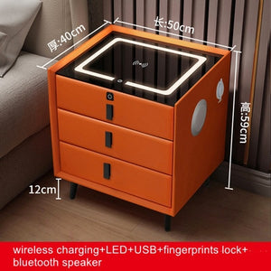 Smart Bedside Table with Wireless USB Charging Creative Multi-Functional Infrared Sensitive LED Light Hotel Night Stands