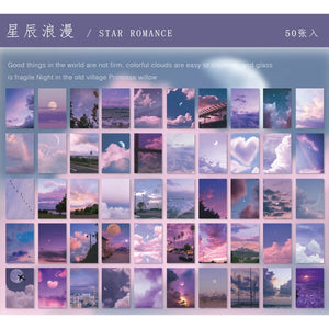 50 Sheets Natural Scenery&Art Paintings Stationery Stickers Book Aesthetic Landscape Cute Bullet Journaling Decor Sticker