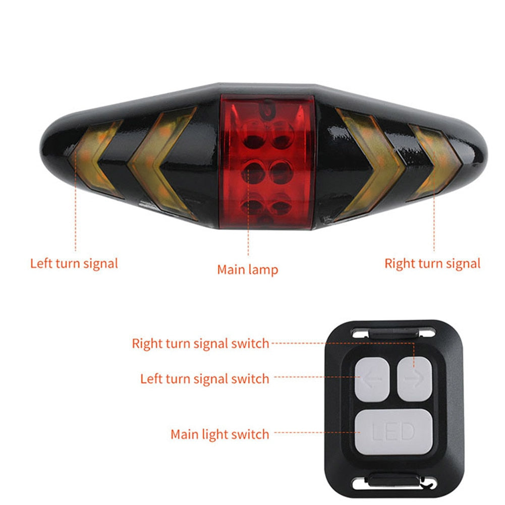 Rear Lamp Smart Bike Wireless Remote Turn Signal Lights Bicycle LED Taillight Easily Installation Personal Bicycle Parts