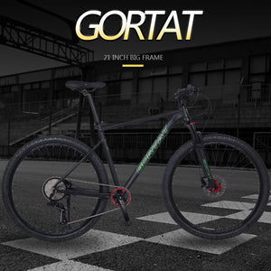 GORTAT 21 Inch Frame Aluminum Alloy Mountain Bike 10-Speed Bicycle Double Oil Brake Front &amp; Rear Quick Release Lmitation Carbon