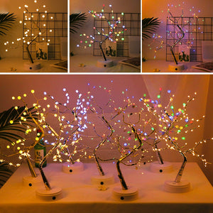 Mini Christmas Tree Copper Wire Garland Lamp LED Night Light for Home Kids Bedroom Decor USB/Battery Fairy Holiday Lighting