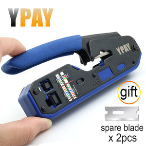 YPAY RJ45 crimping tool pliers network crimper stripper cutter ethernet clip tongs RG45 cat6 cat5e cat5 cat3 RJ11 multi function