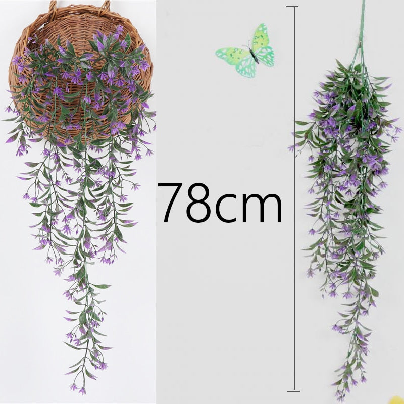 Artificial Plant Vines Wall Hanging Rattan Leaves Branches Outdoor Garden Home Decoration Plastic Fake Silk Leaf Green Plant Ivy