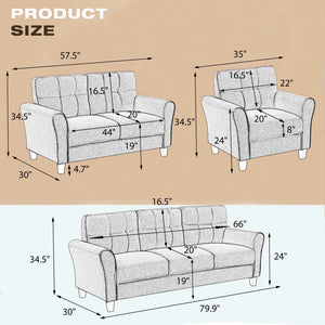 FurnitureLiving Room Sofa Set Linen Upholstered Couch Furniture for Home or Office (1+3 Seat)