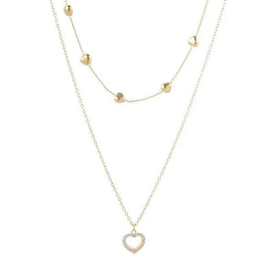 SUMENG 2022 New Gold Color Double Layer Heart Necklace Zircon For Women Clavicle Chain Elegant Charm Wedding Pendant Jewelry