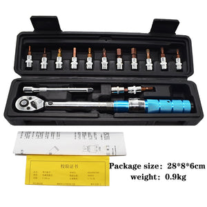 Torque Wrench Set 1/4" 2-24Nm Bike Torque Wrench Allen Key Tool Socket Spanner Set Cycling Tool Bicycle Repair Kit 15Pc