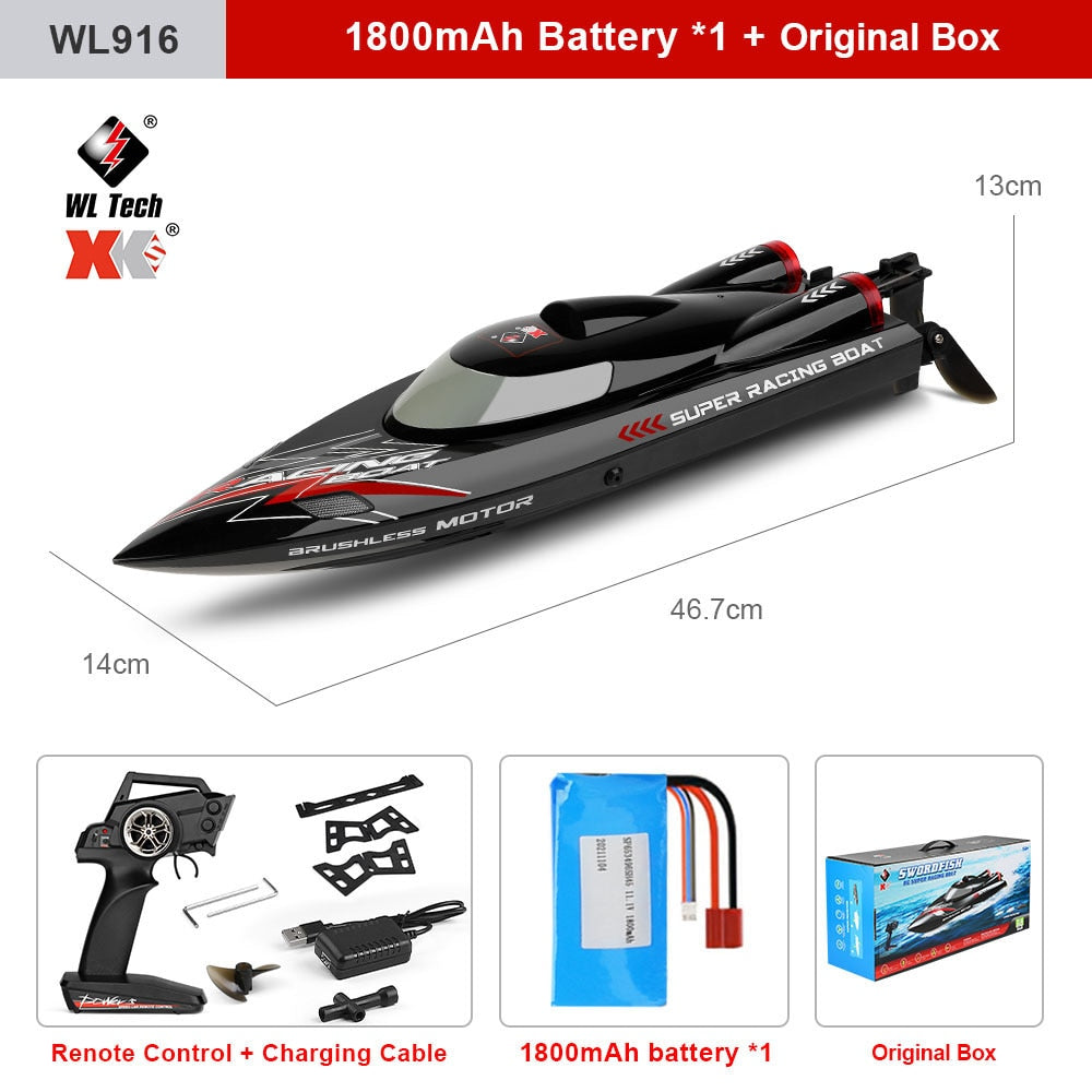 WLtoys WL916 WL915-A RC Boat 2.4Ghz 55KM/H Brushless High Speed Racing Boat Model Remote Control Speedboat Children RC Toys