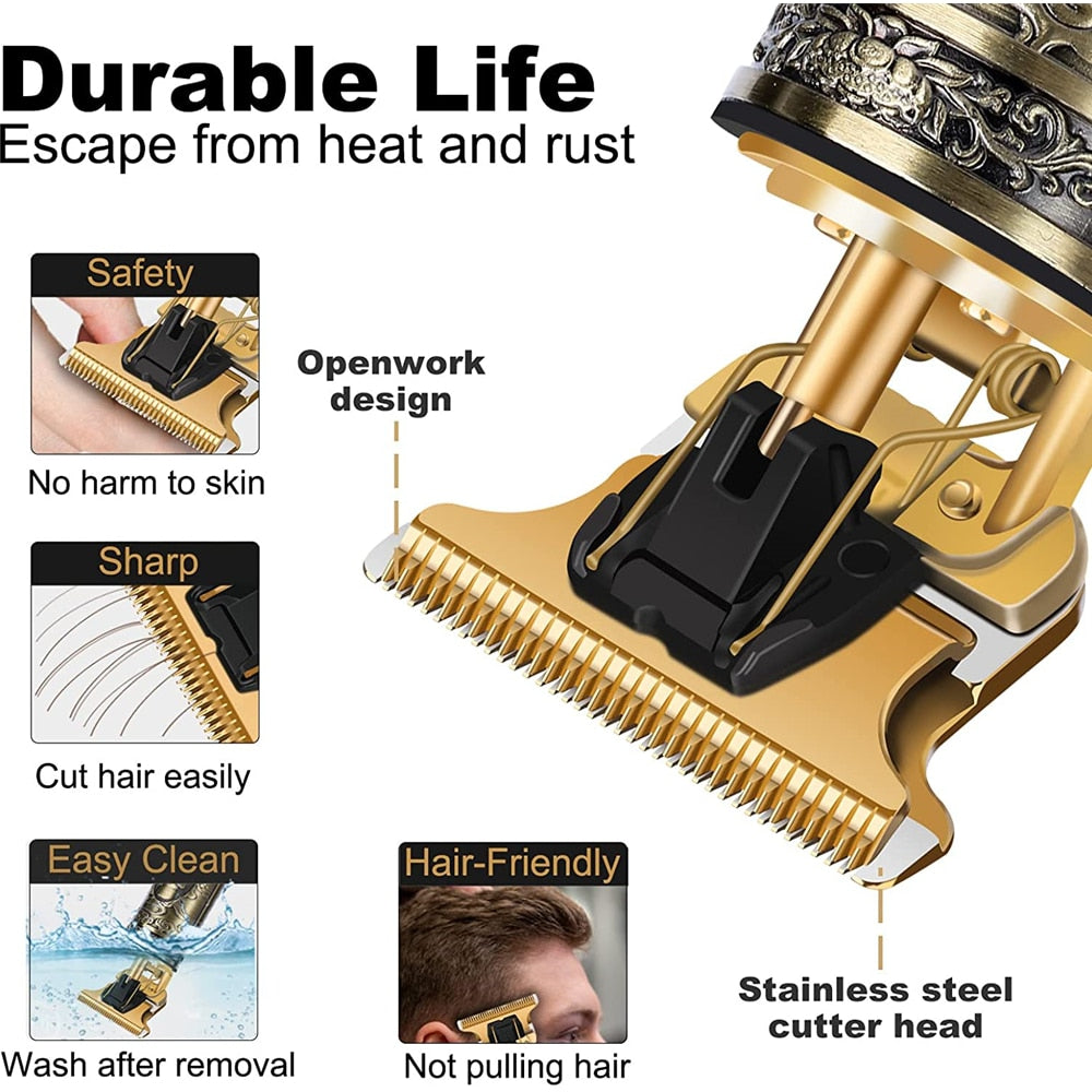 All Metal Vintage T9 Machine Women&#39;s Hair Clipper Hairdresser Professional Haircut Machine 0 Mm Nose and Ear Trimmer Finish Man