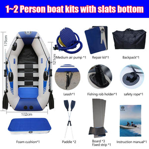 PVC Inflatable Boat 3 Layer Inflatable Fishing Boats Laminated Wear-Resistant Kayak Boats for 2-6 Person Kayak Rowing Canoe