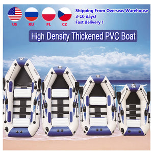 PVC Inflatable Boat 3 Layer Inflatable Fishing Boats Laminated Wear-Resistant Kayak Boats for 2-6 Person Kayak Rowing Canoe