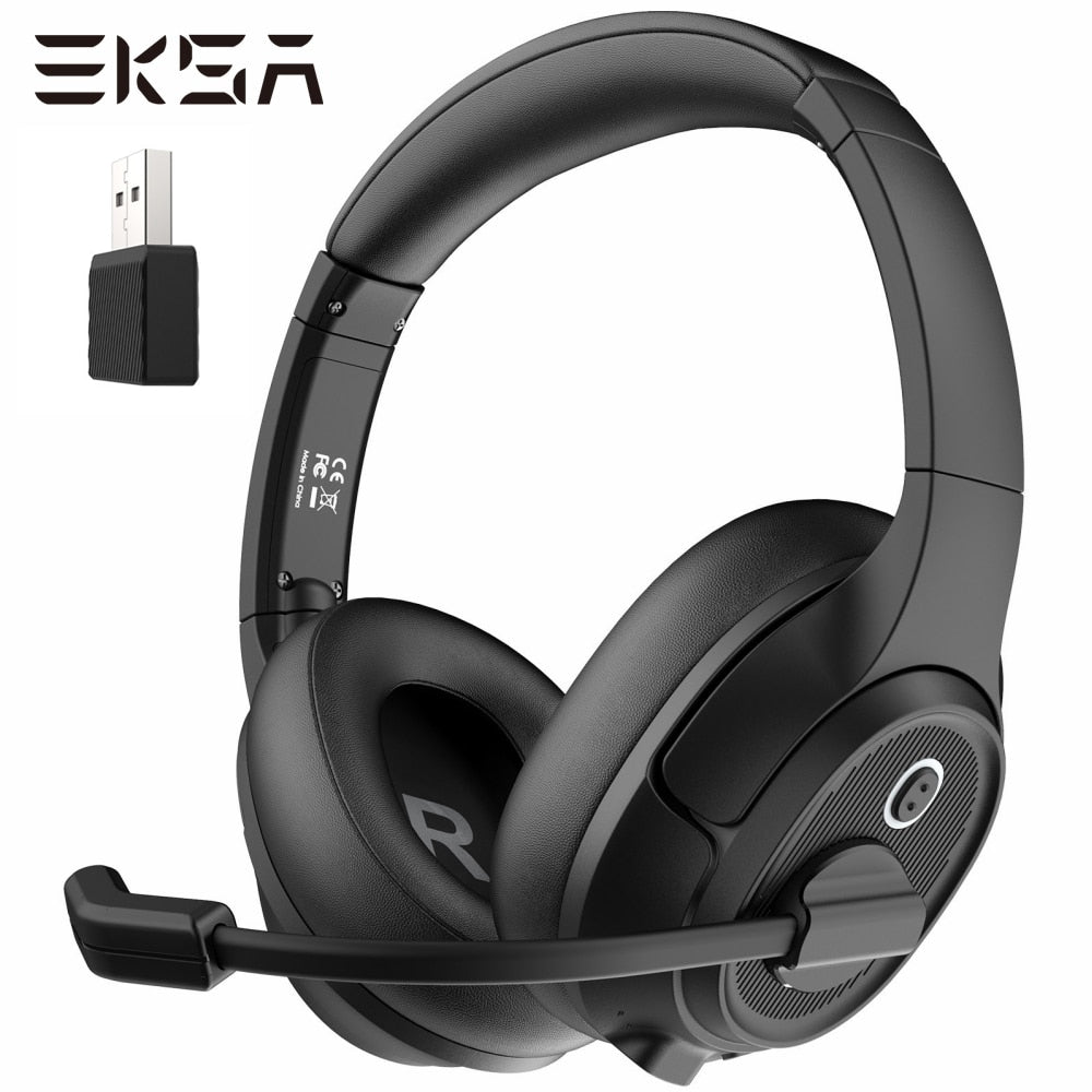 EKSA H6 Wireless Headphones Bluetooth 5.0 Headset with USB Dongle ENC Call Noise Cancelling Mic 30H Playtime For Office Computer