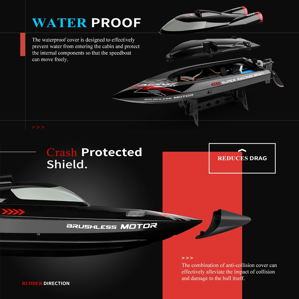 WLtoys WL916 WL915-A RC Boat 2.4Ghz 55KM/H Brushless High Speed Racing Boat Model Remote Control Speedboat Children RC Toys