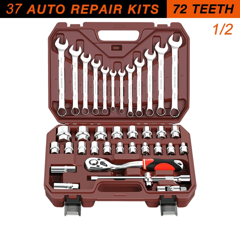 Socket Set Universal Car Repair Tool Ratchet Set Torque Wrench Combination Bit A Set Of Keys Multifunction DIY toos