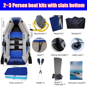 PVC Inflatable Boat 3 Layer Inflatable Fishing Boats Laminated Wear-Resistant Kayak Boats for 2-6 Person Kayak Rowing Canoe