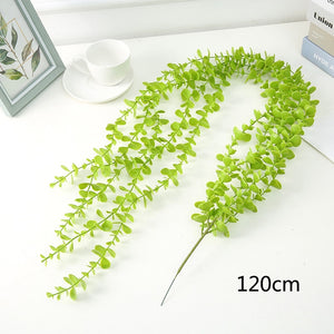 Artificial Plant Vines Wall Hanging Rattan Leaves Branches Outdoor Garden Home Decoration Plastic Fake Silk Leaf Green Plant Ivy