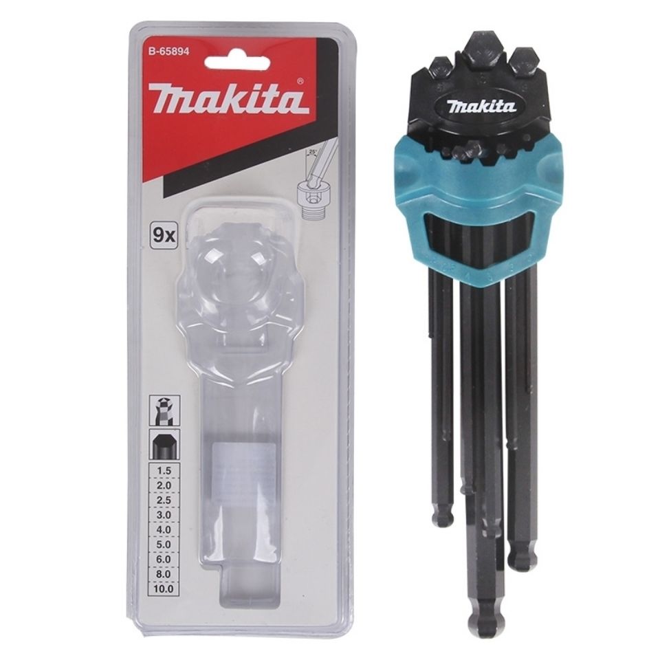 Makita 9PCS Allen Wrench Set Special Long Ball Head Inner Hexagonal Combination Lengthened Flat Head Repair Tool