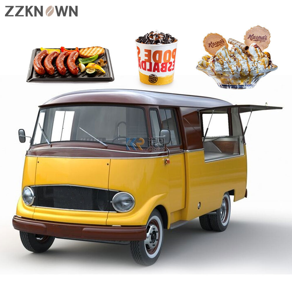 Street Fast Food Trucks Mobile Food Trailer for Sale Breakfast Snack Ice Cream Shop Kitchen Equipment