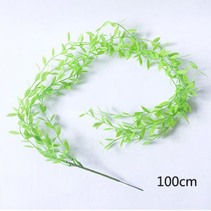 Artificial Plant Vines Wall Hanging Rattan Leaves Branches Outdoor Garden Home Decoration Plastic Fake Silk Leaf Green Plant Ivy