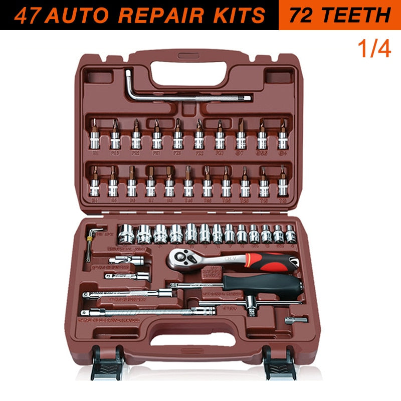 Socket Set Universal Car Repair Tool Ratchet Set Torque Wrench Combination Bit A Set Of Keys Multifunction DIY toos