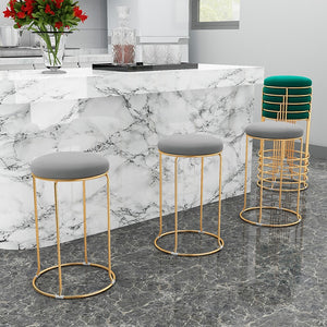 Scandinavian Velvet Bar Chair Kitchen Lounge Salon Table Hotel Round Stool Chair Bathroom Outdoor Style Cadeira Furniture OA50DC