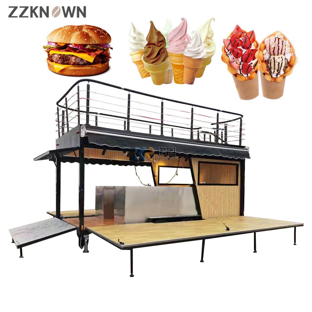 Fast Food Trailer All Purpose Street Restaurant Double Decker Mobile Food Truck For Sale With Kitchen