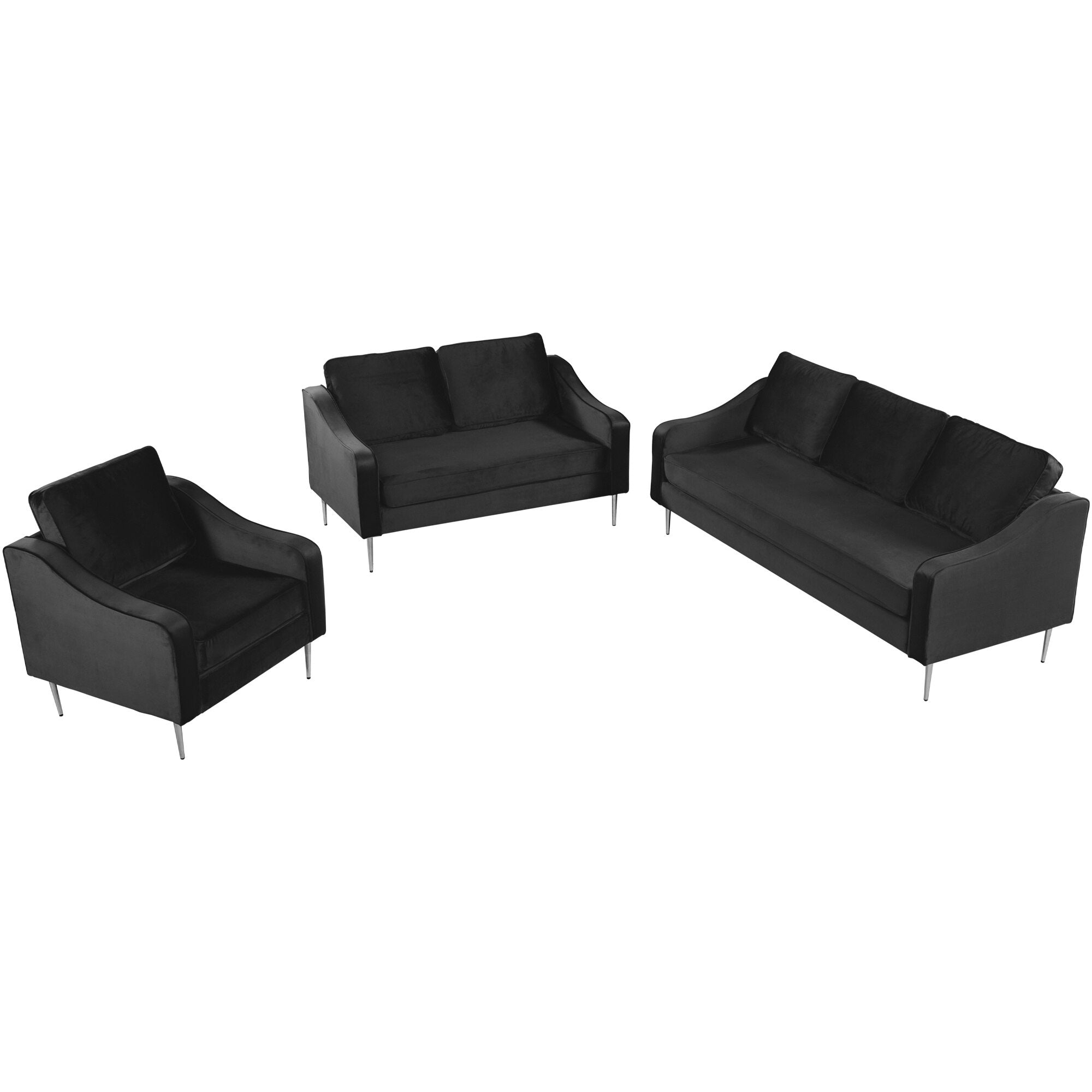 FurnitureModern Style Sofa Set Velvet Upholstered Couch Furniture for Home or Office (1+2+3 Seat)