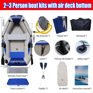 PVC Inflatable Boat 3 Layer Inflatable Fishing Boats Laminated Wear-Resistant Kayak Boats for 2-6 Person Kayak Rowing Canoe