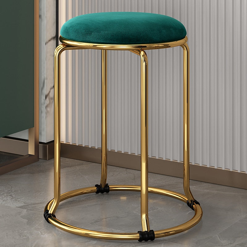 Scandinavian Velvet Bar Chair Kitchen Lounge Salon Table Hotel Round Stool Chair Bathroom Outdoor Style Cadeira Furniture OA50DC