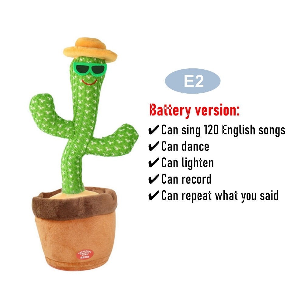 Dancing Cactus Repeat Talking Toy Electronic Plush Toys Can Sing Record Lighten Battery USB Charging Early Education Funny Gift