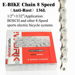 E-Bike Chain 8 9 10 Speed Electric Sport Bicycle Chains 136 Links Anti-Rust Ebike Parts With Magic Buckle