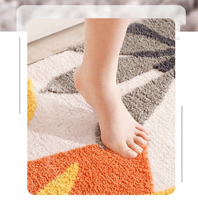 Inyahome Leaves Microfiber Polyester Bath Mat Non-Slip Shower Accent Rug for Master Guest and Kids' Bathroom Entryway Home Decor