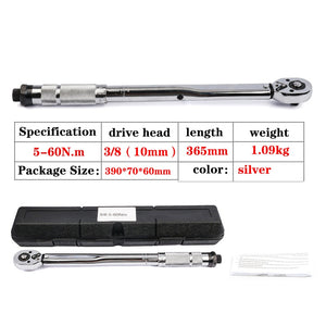 3/8 Inch Torque Wrench 6-60N.m Two-Way Precise Ratchet Wrench Repair Spanner Key Car Repair Square Drive Hand Tools