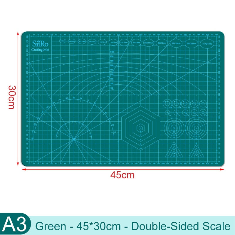 Professional Cutting Mat for Sewing Craft Hobby Scrapbooking Quilting Project, Self Healing Double-Sided Rotary Green Board Pad