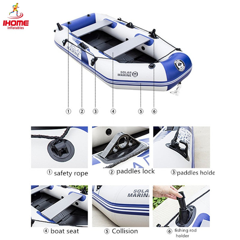 PVC Inflatable Boat 3 Layer Inflatable Fishing Boats Laminated Wear-Resistant Kayak Boats for 2-6 Person Kayak Rowing Canoe