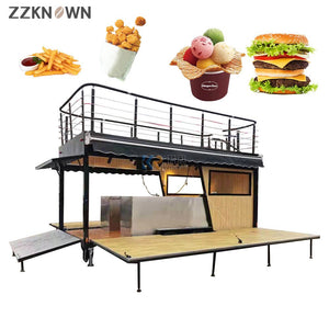 Fast Food Trailer All Purpose Street Restaurant Double Decker Mobile Food Truck For Sale With Kitchen