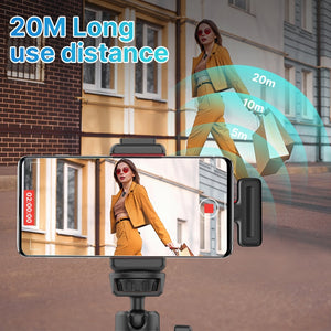 Ulanzi J12 Wireless Lavalier Microphone System Audio Video Voice Recording Mic for iPhone Android Mobile Phone Laptop PC Live