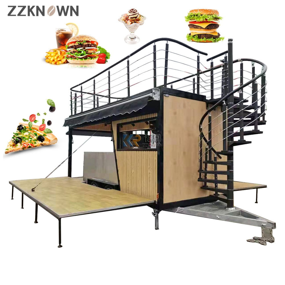 Fast Food Trailer All Purpose Street Restaurant Double Decker Mobile Food Truck For Sale With Kitchen