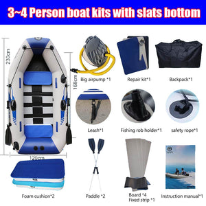 PVC Inflatable Boat 3 Layer Inflatable Fishing Boats Laminated Wear-Resistant Kayak Boats for 2-6 Person Kayak Rowing Canoe