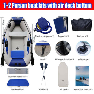 PVC Inflatable Boat 3 Layer Inflatable Fishing Boats Laminated Wear-Resistant Kayak Boats for 2-6 Person Kayak Rowing Canoe