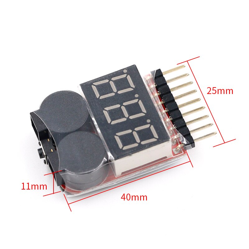 New 1-8S Lipo Li-ion Fe Battery Voltage 2IN1 Indicator Tester Low Voltage Buzzer Alarm For RC Car Boat LED 3.7-30V Dual Speaker