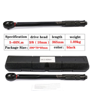 3/8 Inch Torque Wrench 6-60N.m Two-Way Precise Ratchet Wrench Repair Spanner Key Car Repair Square Drive Hand Tools