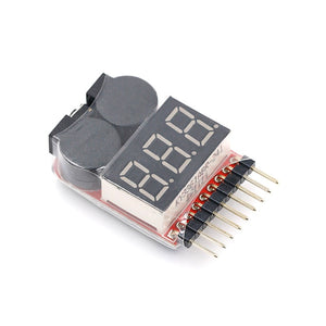 New 1-8S Lipo Li-ion Fe Battery Voltage 2IN1 Indicator Tester Low Voltage Buzzer Alarm For RC Car Boat LED 3.7-30V Dual Speaker